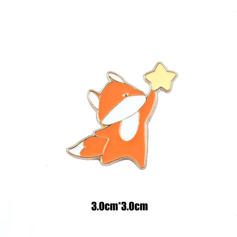 Little Fox Combination Metal Enamel Brooch Japanese Cartoon Cute Nine-tailed Fox Small Animal Badge Pin Jewelry Men Women Gifts