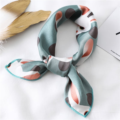 Women Small Satin Silk Scarf Square Print Wrap Foulard Femme Handkerchief Bandana Neck Hair Skinny Tie Scarves Shawls