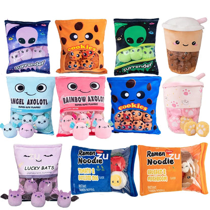 Bag of Snacks Plush Pillow Cookies Puffs Plushie Toy Kids Child Birthday Christmas Gift Stuffed Animal Koala Axolotl Hug Pillow