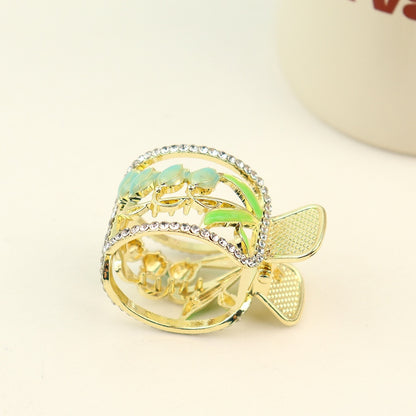 New Korean Vintage Flowers Large Metal Hair Claw Clip Ponytail Women Butterfly Shark Alloy Hair Claw Barrette Hair Accessories