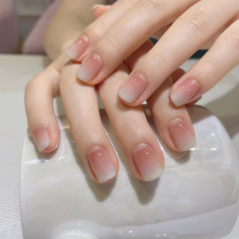 24Pcs Ballerina False Nails with Glue Short Nail Beauty Tools Press on Fake Nails Full Cover Artificial Nails Tips Manicure