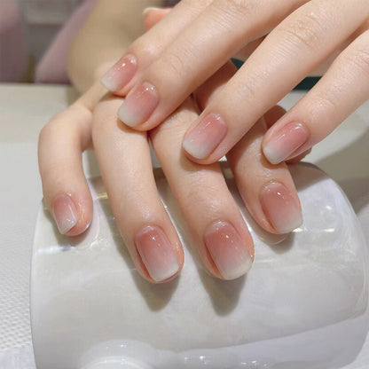 24Pcs Ballerina False Nails with Glue Short Nail Beauty Tools Press on Fake Nails Full Cover Artificial Nails Tips Manicure
