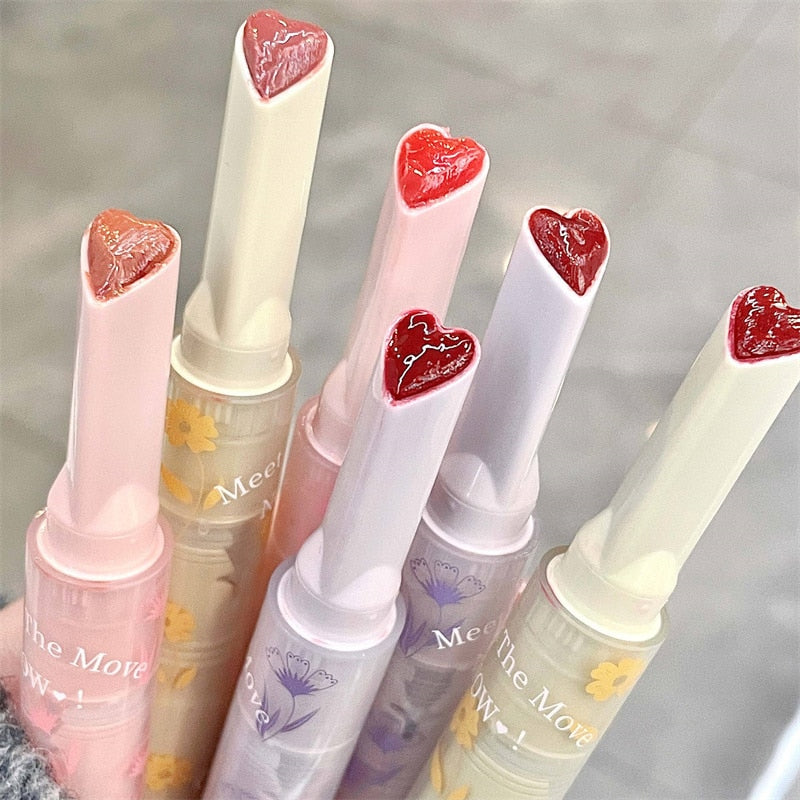 Jelly Mirror Lipstick Lip Gloss Non-stick Cup Mirror Lip Tint Heart-shaped Lipstick Moisturizing Lipgloss Long-lasting Lipstick