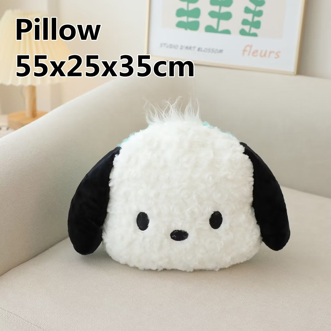 Cute Sanrio Pochacco Headrest Safety Belt Cover Soft Car Accessories Stuffed Animal Back Cushion Plushies Hug Pillow Blanket Plush Toy Birthday Gifts