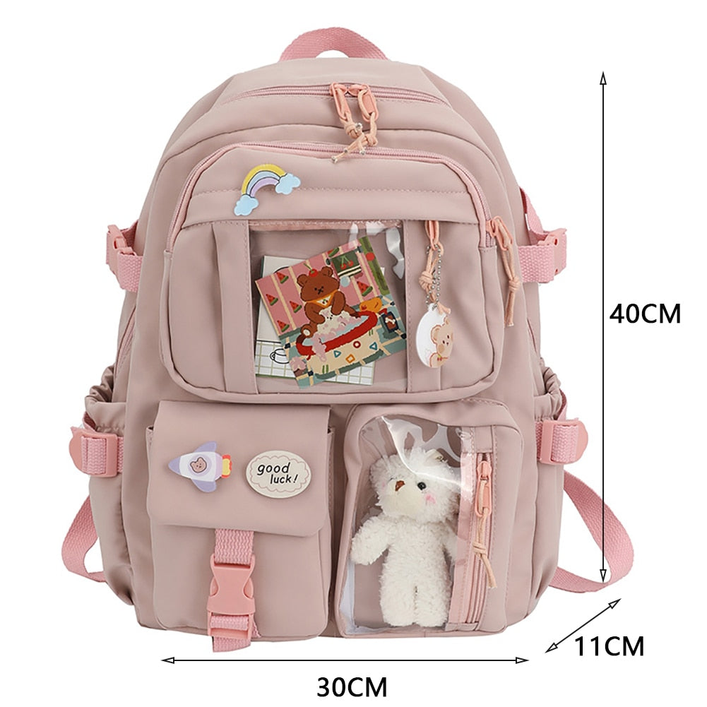 Japanese Girls Aesthetic Backpack Cute School Bags For Student Teens Girls Pockets Kawaii Women Laptop Backpack Harajuku Mochila