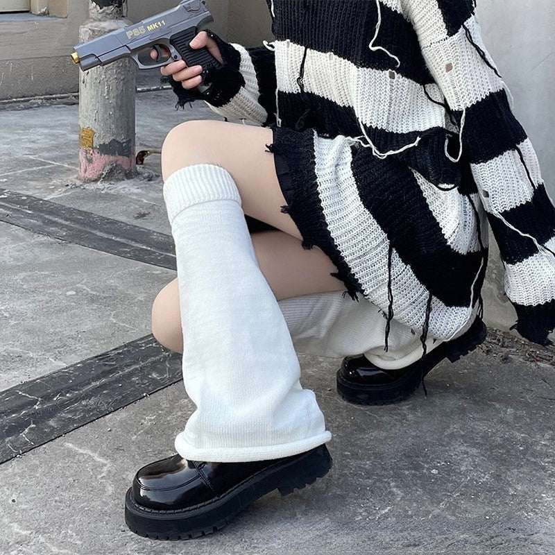 Lolita Socks Cute Flared Knitted Long Warmers Foot Cover White Arm Warmer Leg  Kawai Jk Autumn Calf Gaiters Sweet Legwarmers