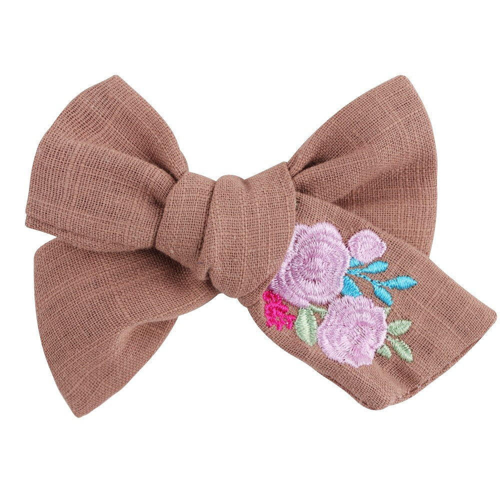 Fashion Embroidery Bows Hair Clips Solid Hairpins For Girls Handmade Ribbon Barrettes Kids Butterfly Hair Pin Korean Headwear