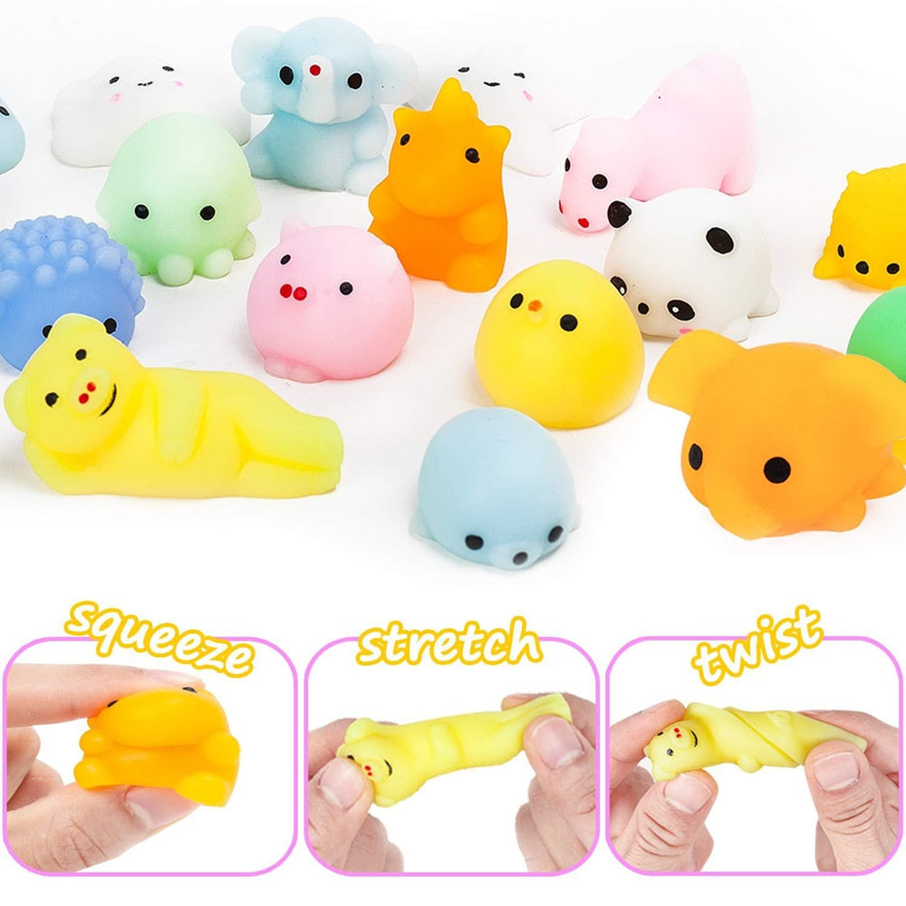 20/30/50PC Cute Cartoon Animal Stress Relief Toys For Boys Girls Birthday Party Favor Piñata Filler Carnival Kids Party Supplies