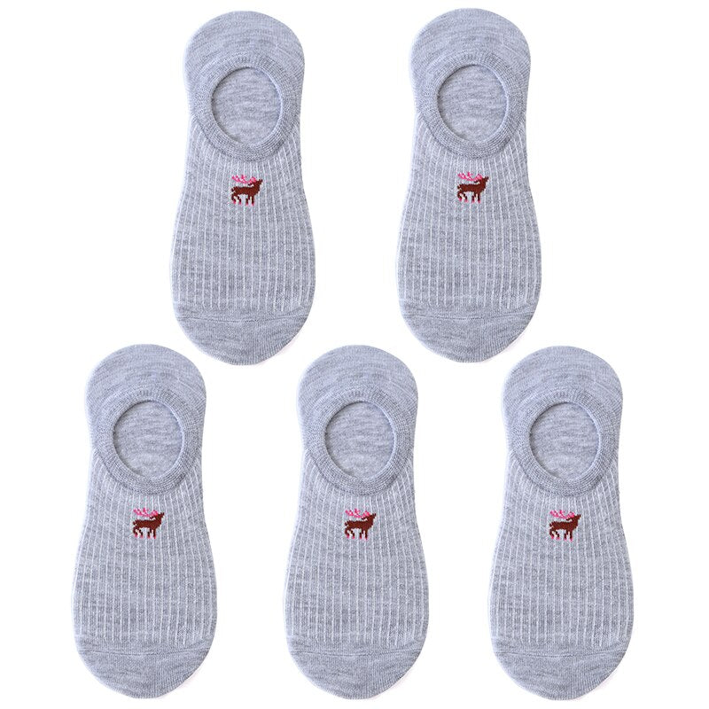 5 pairs of 10 pieces Spring fashion socks Women cartoon animal embroidery cotton Women's socks Casual sports funny ankle socks