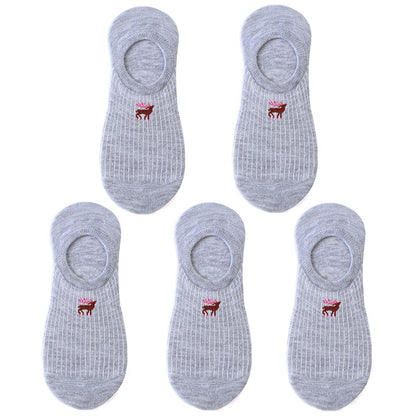 5 pairs of 10 pieces Spring fashion socks Women cartoon animal embroidery cotton Women's socks Casual sports funny ankle socks