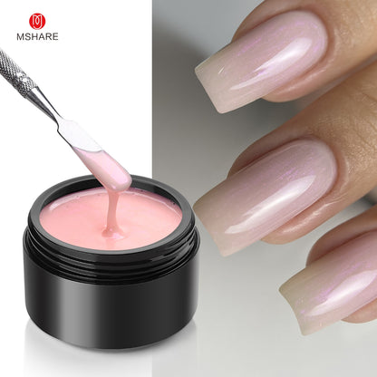 MSHARE Milky White Builder Nail Extension Gel in A Bottle 10ml Self leveling Nails Quick Building Clear Pink UV Led Gel