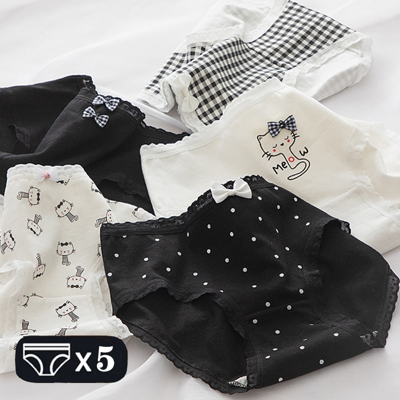 M-2XL Women's Underwear Cute Cotton Panties Briefs For Girl Ladies Lingerie Cartoon Girls Pink Pantys Underpants Thongs