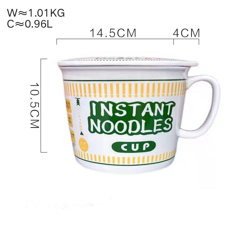 Kawaii Ramen Instant Noodle Bowl Set: Japanese Style Ceramic Tableware