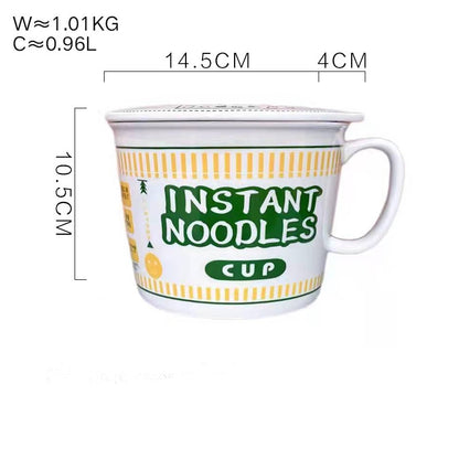 Kawaii Ramen Instant Noodle Bowl Set: Japanese Style Ceramic Tableware