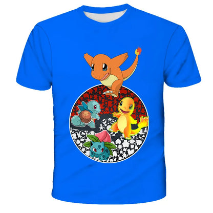 Pokemon Pikachu T-shirts Squirtle Summer 3D Kids Tshirts Pokemon Boys Girls Anime Game Cartoon Fashion Hip Hop Clothing