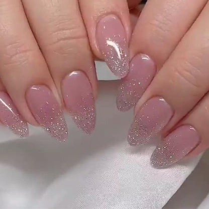 24PCS/box Mid-length  stiletto nail tips Gradients wear full cover paragraph fashion Manicure patch false fingernails for girls