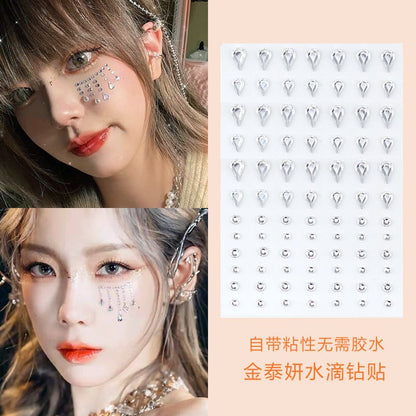 Disposable Tattoo Stickers 3D Face Jewelry Crystal Diamond DIY Eyes Face Body Rhinestones Waterproof Makeup Art Party Decoration