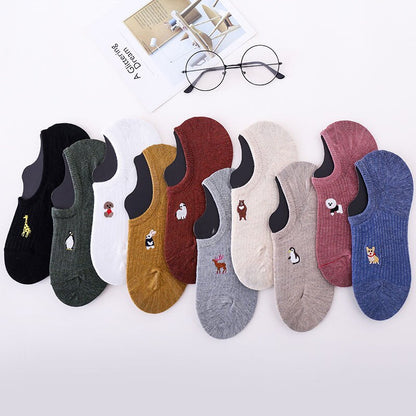 5 pairs of 10 pieces Spring fashion socks Women cartoon animal embroidery cotton Women's socks Casual sports funny ankle socks