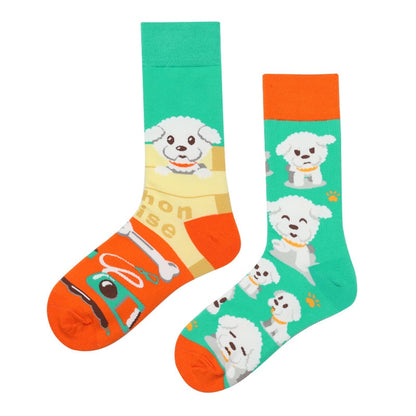 Mandarin duck asymmetric ab socks net red ins animal and plant in the tube cartoon fashion sports cotton socks