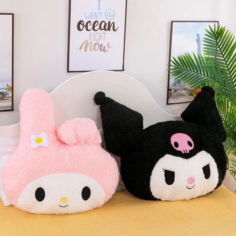 Giant Sanrio Plush Kawaii Stuffed Doll My Melody Black Purple Kuromi Cartoon Sofa Bed Soft Pillow Toys For Kids Girl Xmas Gifts