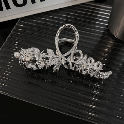 New Korean Vintage Flowers Large Metal Hair Claw Clip Ponytail Women Butterfly Shark Alloy Hair Claw Barrette Hair Accessories
