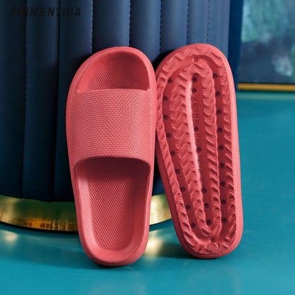 Women Slippers Beach Slides Cartoon Bear Flip Flops Men's Thick Sole Indoor Bathroom Anti-Slip Shoes Summer Couple Sandals