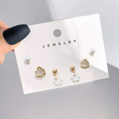 FNIO Korean Fashion Metal Love Heart Circle Drop Small Earrings for Women Trend Pendant Piercing Earrings Set Jewelry