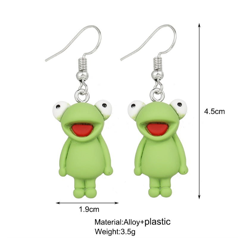 Pink Cartoon Duck Earrings Set Cute Animal Butterfly Heart Dangle Earrings For Women Girls Geometric Earring Trendy Jewelry Gift