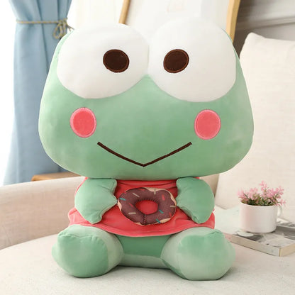 Sanrio Keroppi Cute Big Eyed Frog Plush Doll Kawaii Soft Stuffed Toy Role Periphery Sofa Pillow Bedroom Decoration Holiday Gifts