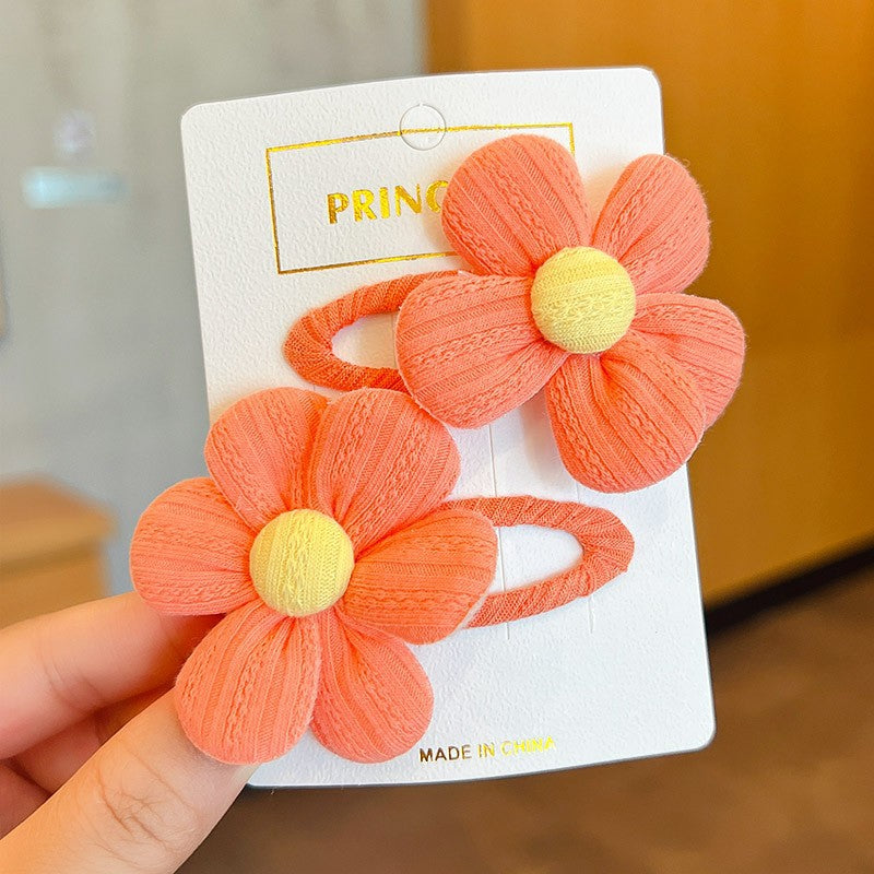【2-Piece Set】Children's Cute Fabric Flower Pair Clip Hair Accessories Girl Hairpin Temperament Clip Baby Headdress Wholesale