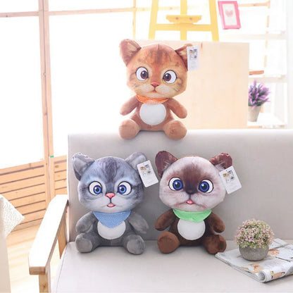 New Arrive 20cm Soft 3D Simulation Stuffed Cat Plush Toys Double-side Seat Sofa Pillow Cushion