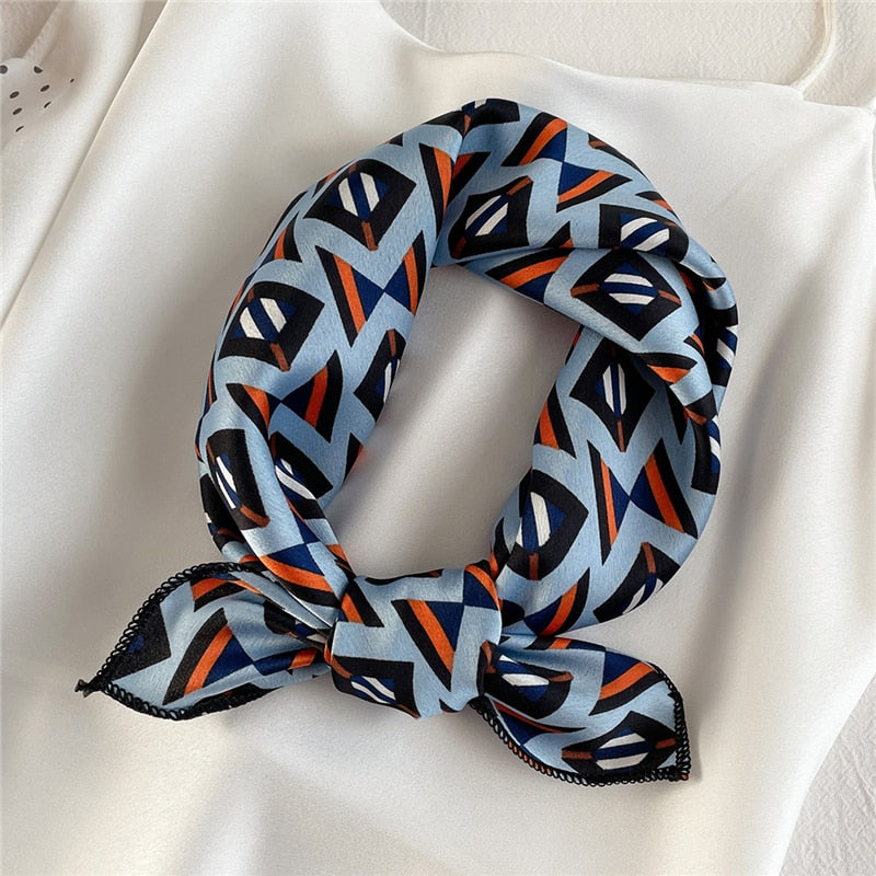 Women Small Satin Silk Scarf Square Print Wrap Foulard Femme Handkerchief Bandana Neck Hair Skinny Tie Scarves Shawls