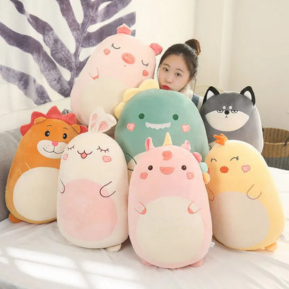 Squishmallows Inspired Fat Kawaii Chicken Bear Rabbit Penguin Piggy Dinosaur Plush Pillow Toys Soft Stuffed Animal Doll Chair Cushion High Quality