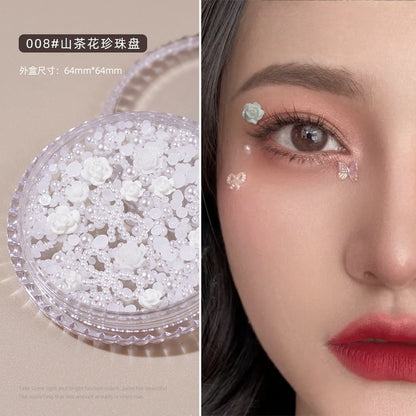 1Box Eyes Face Makeup Facial Decoration Patch Butterfly Diamond Pearl Adhesive Rhinestone Glitter Sequin DIY Nail Art Decoration