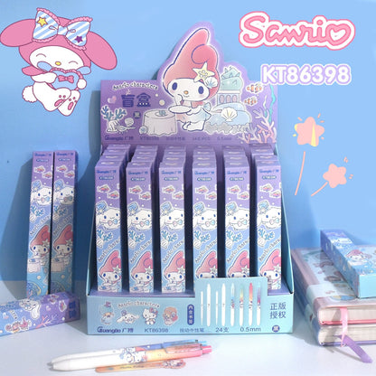 24pcs Sanrio Neutral Pen Cute Hello Kitty Melody Kuromi Cinnamoroll Roller Ball Pens Office School Supplies Stationery Wholesale