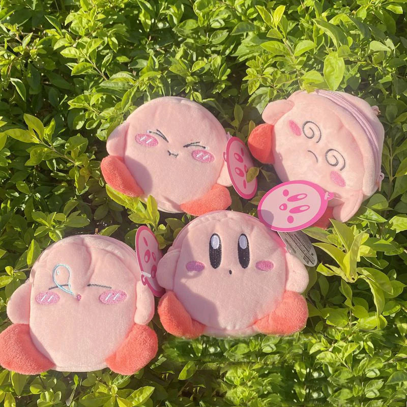 4 Styles Kawaii Kirby Plush Coin Purse Cartoon Soft Stuffed Star Kirby Headphone Bag Pendant Wallet Bank Card Key Bag Girls Gift