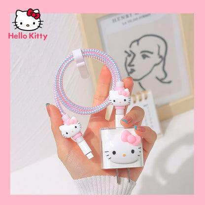 Hello Kitty Anti-breaking Cartoon Apple Data Cable Protective Case Mobile Phone Charger Winding Rope