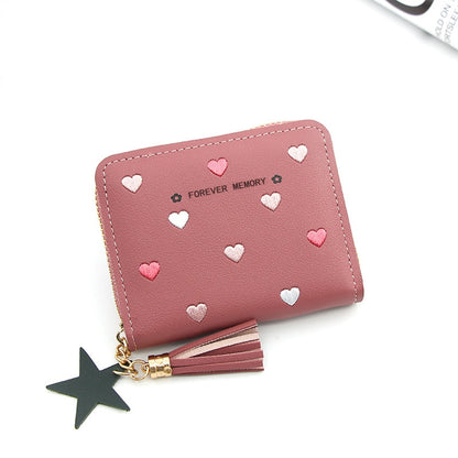 1PC Women Small Wallet Ladies Mini Tassel Wallet Cute Girl Short Zipper Lovely Pu Leather Coin Purse Female Hand Wallet Purse