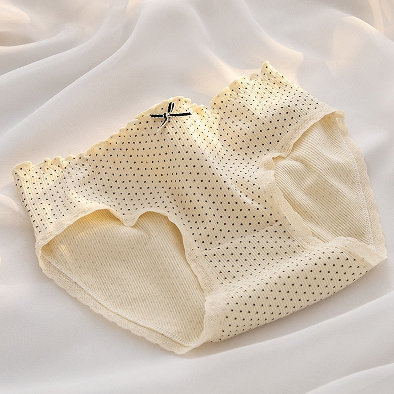 M-XL Women's Cotton Underwear Girls' Cute Flower Briefs Mid Waist Seamless Underpants Lace Panties Female Lingerie