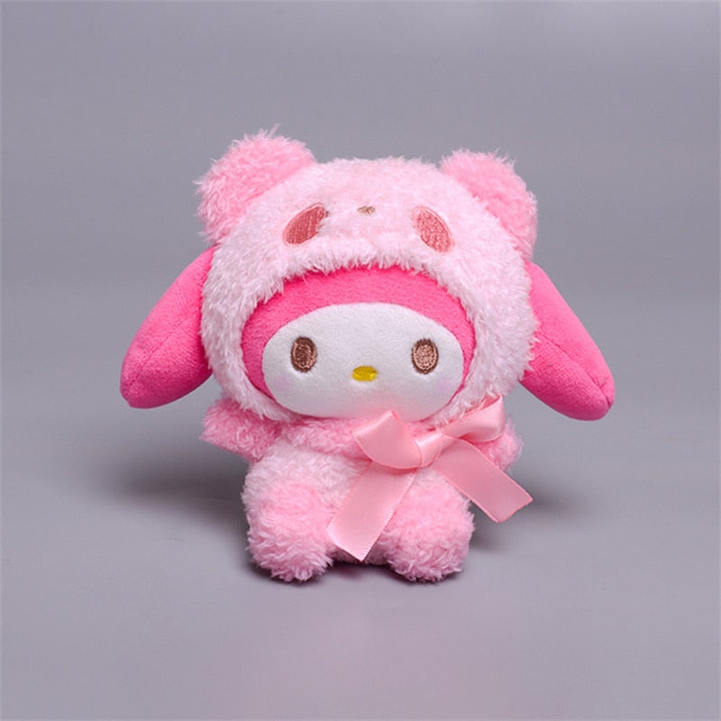 12cm Sanrio Cartoon Plush Toy Kawaii Kuromi Hello Kitty My Melody Cinnamoroll Plushies Soft Stuffed Animal Doll Pendant Toys Girl Kids Xmas Gift