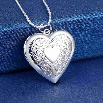 925hot sale Silver color Photo Frame Pendant Necklace Snake Chain For Woman Charm Wedding Fashion Jewelry ColorLN072
