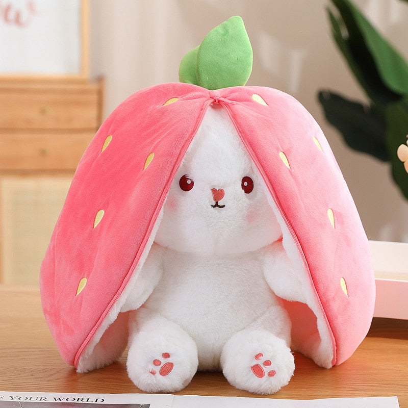 Plush Bunny 18cm Hot Sale Kawaii Fruit Rabbit Plush Doll Stuffed Animal Plushies Cute Carrot Strawberry Turn Into Bunny Plush Toy Kids Birthday Christmas Gifts