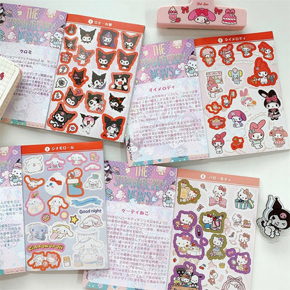 450Pcs Sanrio Kuromi Hello Kitty Sticker Book Melody Goo Card Cartoon Kawaii Sticker Hand Account Decoration For Girls Gift