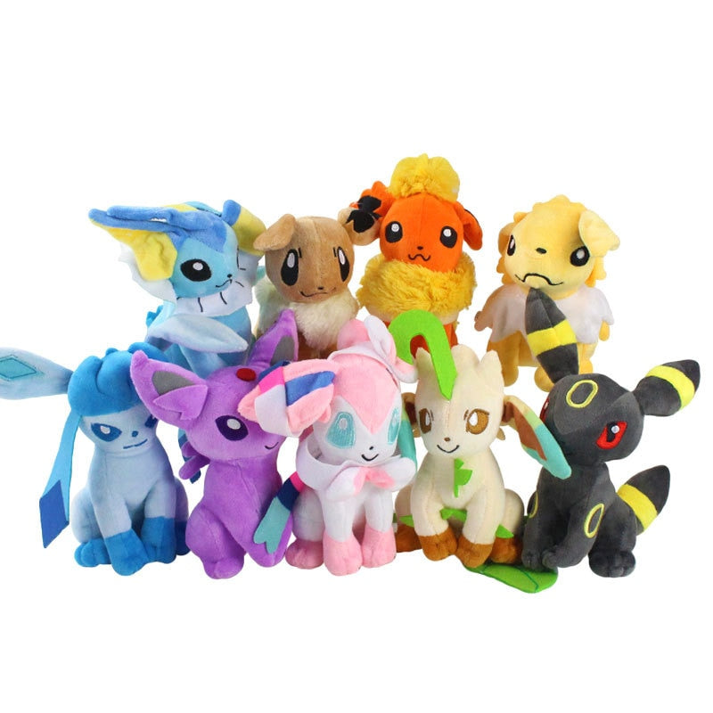 Pokémon Eeveelution Plushies Set Eevee Flareon Vaporeon Jolteon Espeon Umbreon Glaceon Leafeon Sylveon Evolution Collectible Stuffed Plush Doll Toy Christmas Gift