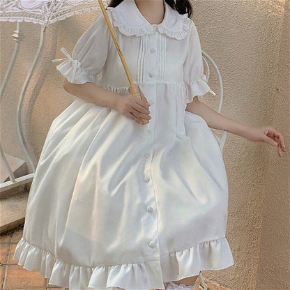 Dresses Women Japanese Style Sweetie Loose All-match Students Kawaii Comfortable Solid Trendy Knee-length Popular Lovely Summer