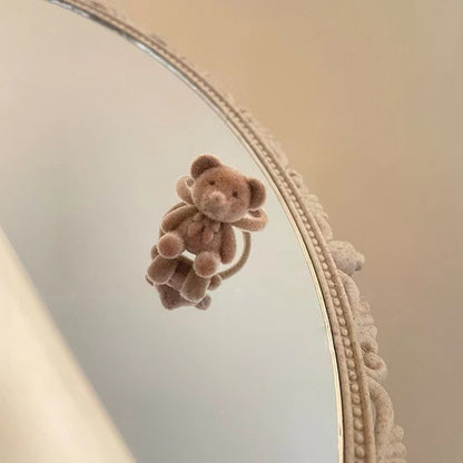 Bear Earrings for Women Girls Fashion Korea Silver Needle Autumn and Winter Earrings Cute Flocking Rabbit Ear Studs Jewelry