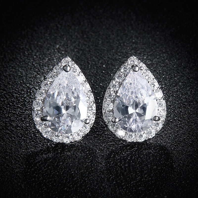 Luxury Zircon Wedding Long Dangle Earrings with Round Water Drop Elegant CZ Earrings for Women Bridal Wedding Jewelry Dress