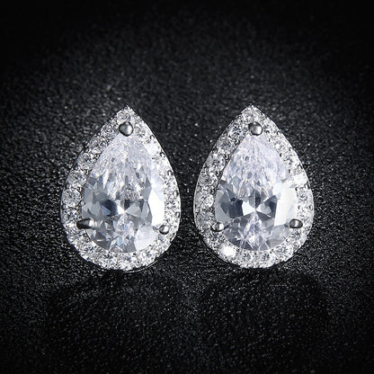 Luxury Zircon Wedding Long Dangle Earrings with Round Water Drop Elegant CZ Earrings for Women Bridal Wedding Jewelry Dress
