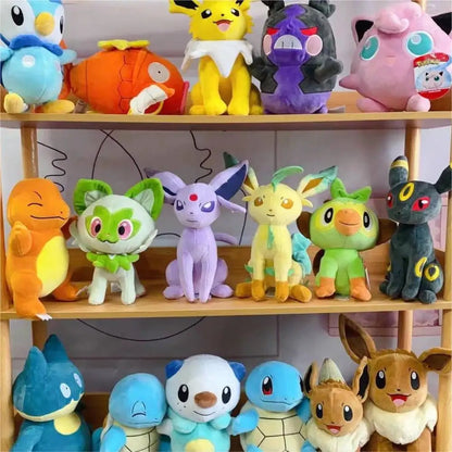 18-28cm Pokemon Plush Toy Grookey Sprigatito Oshawott Leafeon Espeon Morpeko Gonbe Mimikyu Anime Figure Peluche Toys