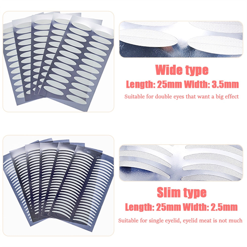 720/1056PC Invisible Double Eyelid Tape Self-Adhesive Transparent Eyelid Stickers Slim/Wide Waterproof Fiber Stickers For Eyelid